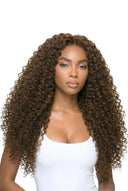 StrandBond Flachspitzen-Hairextensions mit tiefer Locken, die die Haarstruktur und Länge von Kora Strand zeigen