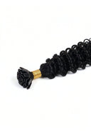 Deep Curl StrandBond Flat Tip Extensions in Virgin Human Hair with Flat Keratin Tip Bonds by Kora Strand