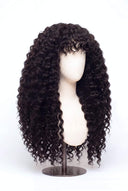 Deep Wave Fringe Glueless Human Hair Wig Showing the Fringe and Defined Texture by Kora Strand