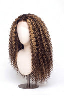 Deep Wave Glueless Human Hair Wig in Shade 6/27 Honeywood, Light Brown and Honey Blonde Highlights and Lowlights, by Kora Strand