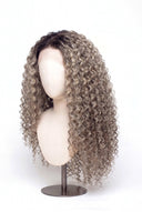Deep Wave Glueless Human Hair Wig in Shade T5-5/55 Ash Halo, Rooted Ash Brown with Light Ash Blonde Highlights, by Kora Strand