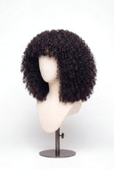 Kinky Curly Bob Fringe Glueless Human Hair Wig Showing the Fringe and Defined Texture by Kora Strand