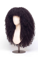 Kinky Curly Fringe Layered Glueless Human Hair Wig Showing the Fringe and Defined Texture by Kora Strand