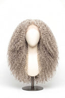 Kinky Curly Glueless Human Hair Wig in Shade 1001 Winter Pearl, Icy Platinum Blonde, by Kora Strand