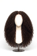 Kinky Curly Glueless Human Hair Wig in Shade 2 Midnight Espresso, Darkest Brown, by Kora Strand