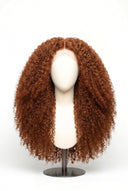 Kinky Curly Glueless Human Hair Wig in Shade 30 Smoked Amber, Light Auburn with Copper Gold Undertones, by Kora Strand