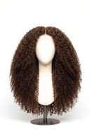 Kinky Curly Glueless Human Hair Wig in Shade 4 Cacao Riche, Chocolate Brown, by Kora Strand