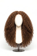 Kinky Curly Glueless Human Hair Wig in Shade 6 Maple Brun, Light Chestnut Brown, by Kora Strand