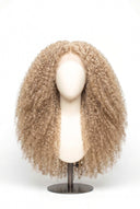 Kinky Curly Glueless Human Hair Wig in Shade 60 Ecru Pearl, Frosted Ash Beige Blonde, by Kora Strand