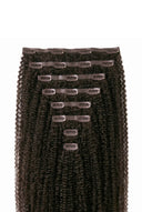 Kinky Curly Invisible Clip-In Extensions Showing the Hair Texture and Length by Kora Strand