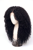 Kinky Curly Layered Glueless Human Hair Wig in Shade 1 Noire Absolu, Jet Black, by Kora Strand