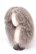 Kinky Curly Layered Glueless Human Hair Wig in Shade 1001 Winter Pearl, Icy Platinum Blonde, by Kora Strand