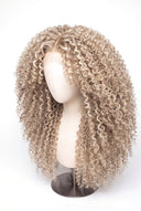 Kinky Curly Layered Glueless Human Hair Wig in Shade 18/60 Pearl Grain, Beige and Creamy Blonde Highlights and Lowlights, by Kora Strand