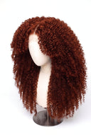 Kinky Curly Layered Glueless Human Hair Wig in Shade 350 Copper Sol, Ginger Copper Red, by Kora Strand