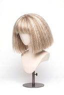 Kinky Straight Bob Fringe Glueless Human Hair Wig in Shade 18/60 Pearl Grain, Beige and Creamy Blonde Highlights and Lowlights, by Kora Strand