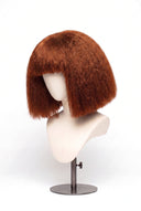 Kinky Straight Bob Fringe Glueless Human Hair Wig in Shade 350 Copper Sol, Ginger Copper Red, by Kora Strand