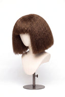 Kinky Straight Bob Fringe Glueless Human Hair Wig in Shade 6 Maple Brun, Light Chestnut Brown, by Kora Strand
