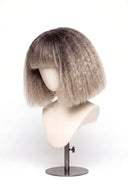 Kinky Straight Bob Fringe Glueless Human Hair Wig in Shade T5/20 Mink Root, Rooted Ash Brown to Ash Blonde Balayage, by Kora Strand