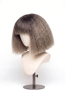 Kinky Straight Bob Fringe Glueless Human Hair Wig in Shade T5-9/55 Stone Melt, Rooted Ash Brown to Light Ash Blonde Balayage, by Kora Strand