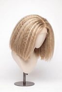 Kinky Straight Bob Glueless Human Hair Wig in Shade 18/22 Cream Oat, Beige and Vanilla Blonde Highlights and Lowlights, by Kora Strand