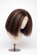 Kinky Straight Bob Glueless Human Hair Wig in Shade 2/6 Espresso Chestnut, Dark and Chestnut Brown Highlights and Lowlights, by Kora Strand