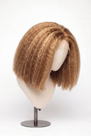 Kinky Straight Bob Glueless Human Hair Wig in Shade 27/30 Apricot Flame, Golden Copper Blonde Highlights and Lowlights, by Kora Strand