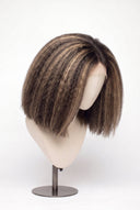 Kinky Straight Bob Glueless Human Hair Wig in Shade T2-2/18 Espresso Halo, Dark Brown to Warm Beige Blonde Balayage, by Kora Strand
