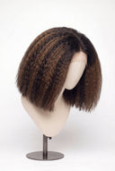 Kinky Straight Bob Glueless Human Hair Wig in Shade T2-2/4 Cocoa Melt, Dark to Medium Brown Highlights and Lowlights, by Kora Strand