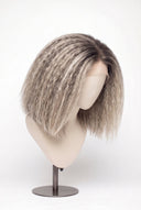 Kinky Straight Bob Glueless Human Hair Wig in Shade T5-7/20 Mink Ash, Rooted Dark Ash Blonde Balayage Blend, by Kora Strand