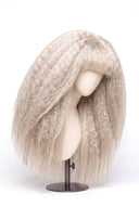 Kinky Straight Fringe Glueless Human Hair Wig in Shade 1001 Winter Pearl, Icy Platinum Blonde, by Kora Strand