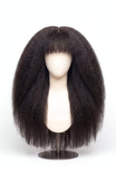 Kinky Straight Fringe Glueless Human Hair Wig in Shade 1B Noire Naturel, Natural Black, by Kora Strand