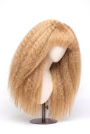 Kinky Straight Fringe Glueless Human Hair Wig in Shade 22 Golden Oat, Vanilla Golden Beige Blonde, by Kora Strand