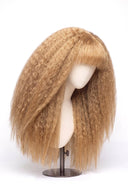 Kinky Straight Fringe Glueless Human Hair Wig in Shade 27 Miel Doré, Honey Golden Blonde, by Kora Strand