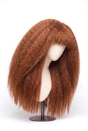 Kinky Straight Fringe Glueless Human Hair Wig in Shade 30 Smoked Amber, Light Auburn with Copper Gold Undertones, by Kora Strand