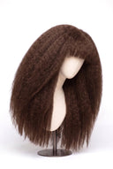 Kinky Straight Fringe Glueless Human Hair Wig in Shade 4 Cacao Riche, Chocolate Brown, by Kora Strand