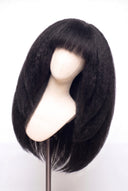 Kinky Straight Fringe Layered Glueless Human Hair Wig in Shade 1 Noire Absolu, Jet Black, by Kora Strand