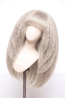 Kinky Straight Fringe Layered Glueless Human Hair Wig in Shade 1001 Winter Pearl, Icy Platinum Blonde, by Kora Strand