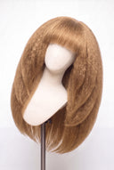 Kinky Straight Fringe Layered Glueless Human Hair Wig in Shade 27 Miel Doré, Honey Golden Blonde, by Kora Strand