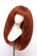 Kinky Straight Fringe Layered Glueless Human Hair Wig in Shade 350 Copper Sol, Ginger Copper Red, by Kora Strand