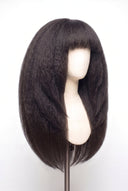 Kinky Straight Fringe Layered Human Hair Wig with a Natural-Looking Finished Style by Kora Strand