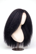 Kinky Straight Glueless Human Hair Wig in Shade 1 Noire Absolu, Jet Black, by Kora Strand
