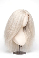 Kinky Straight Glueless Human Hair Wig in Shade 1001 Winter Pearl, Icy Platinum Blonde, by Kora Strand