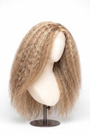 Kinky Straight Glueless Human Hair Wig in Shade 18/22 Cream Oat, Beige and Vanilla Blonde Highlights and Lowlights, by Kora Strand
