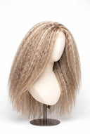 Kinky Straight Glueless Human Hair Wig in Shade 18/60 Pearl Grain, Beige and Creamy Blonde Highlights and Lowlights, by Kora Strand