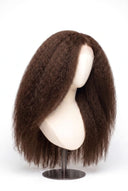 Kinky Straight Glueless Human Hair Wig in Shade 4 Cacao Riche, Chocolate Brown, by Kora Strand