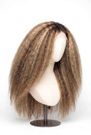 Kinky Straight Glueless Human Hair Wig in Shade T4-8/613 Rooted Ivory, Brown-Rooted Blonde Balayage, by Kora Strand
