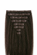 Kinky Straight Invisible Clip-In Extensions Showing the Hair Texture and Length by Kora Strand