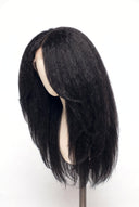 Kinky Straight Layered Glueless Human Hair Wig in Shade 1 Noire Absolu, Jet Black, by Kora Strand
