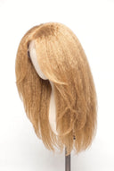 Kinky Straight Layered Glueless Human Hair Wig in Shade 22 Golden Oat, Vanilla Golden Beige Blonde, by Kora Strand