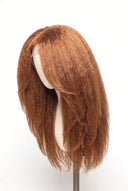 Kinky Straight Layered Glueless Human Hair Wig in Shade 30 Smoked Amber, Light Auburn with Copper Gold Undertones, by Kora Strand